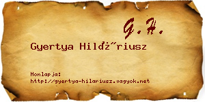 Gyertya Hiláriusz névjegykártya